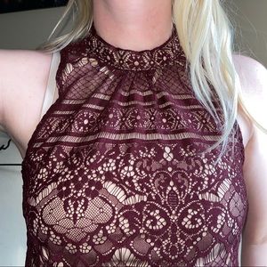 High Halter Lace Blouse